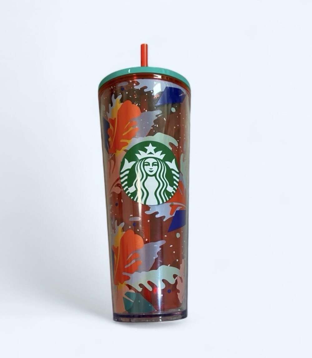Starbucks limited edition venti 24oz cold Cup  Tumbler with straw  NEW Hibiscus